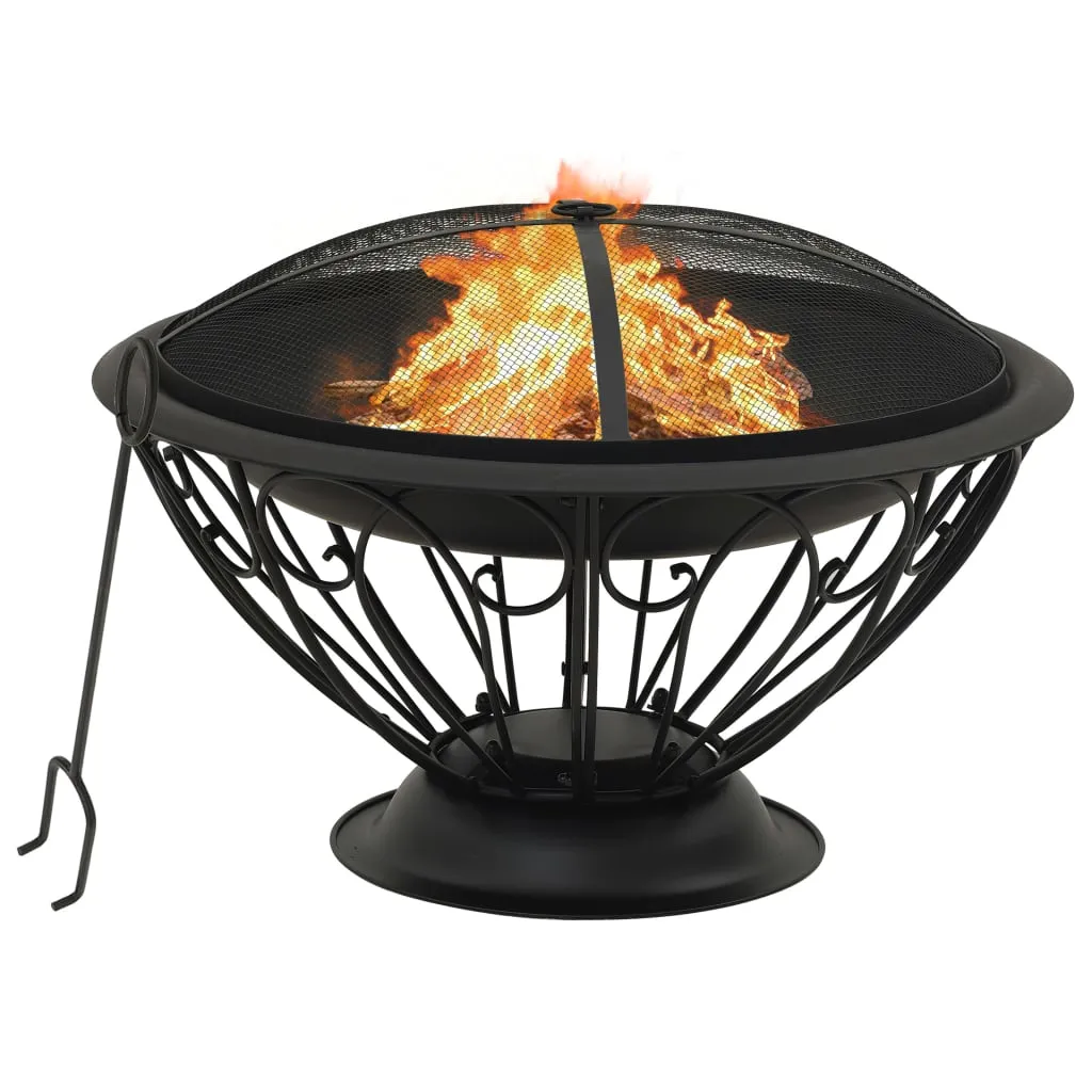 Feuerstelle für Terrasse&Garten, Feuerkorb mit Schürhaken 75 cm XXL Stahl Gute Qualität 115671